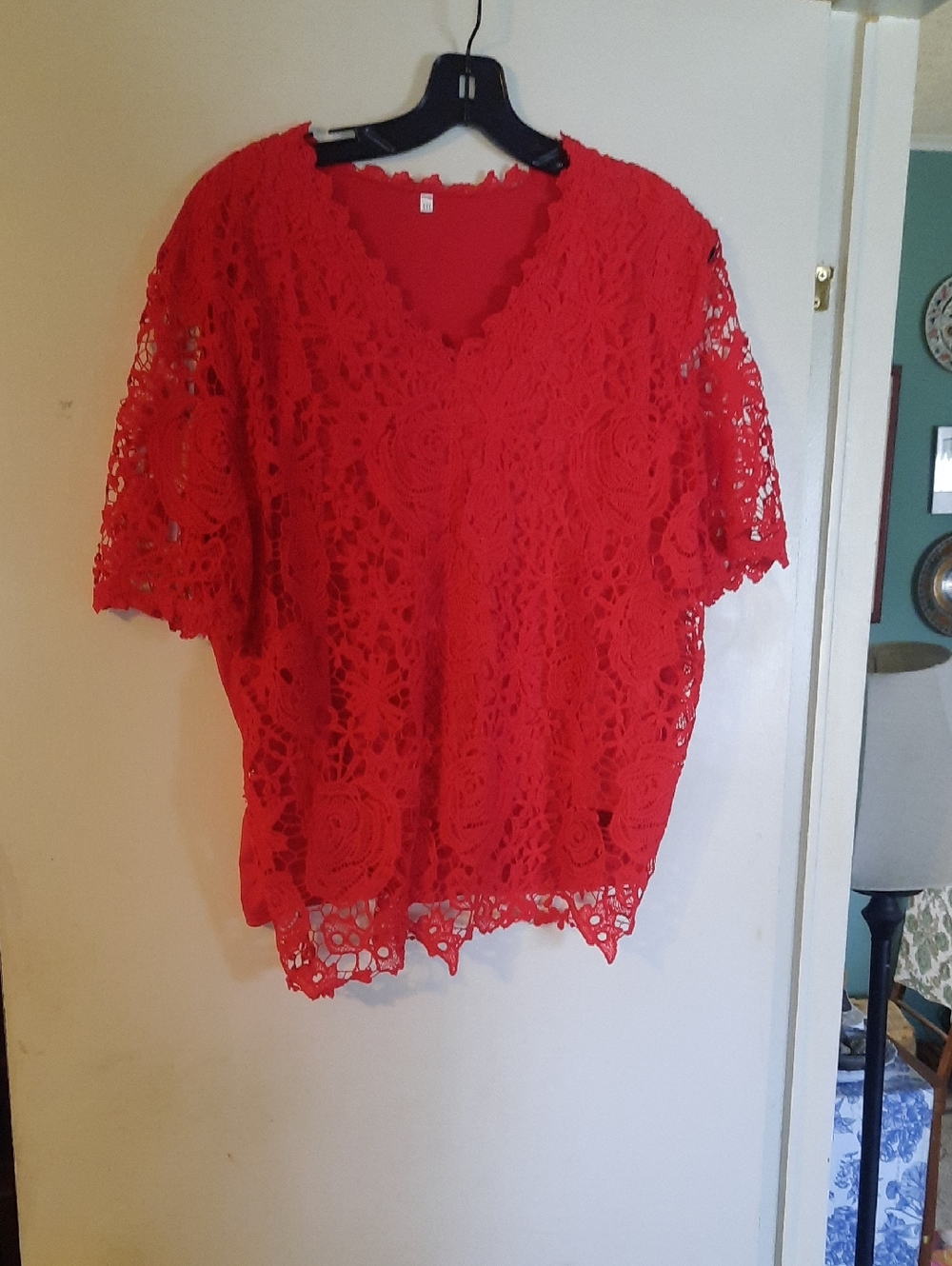 Elegant Red Lace Women's Top